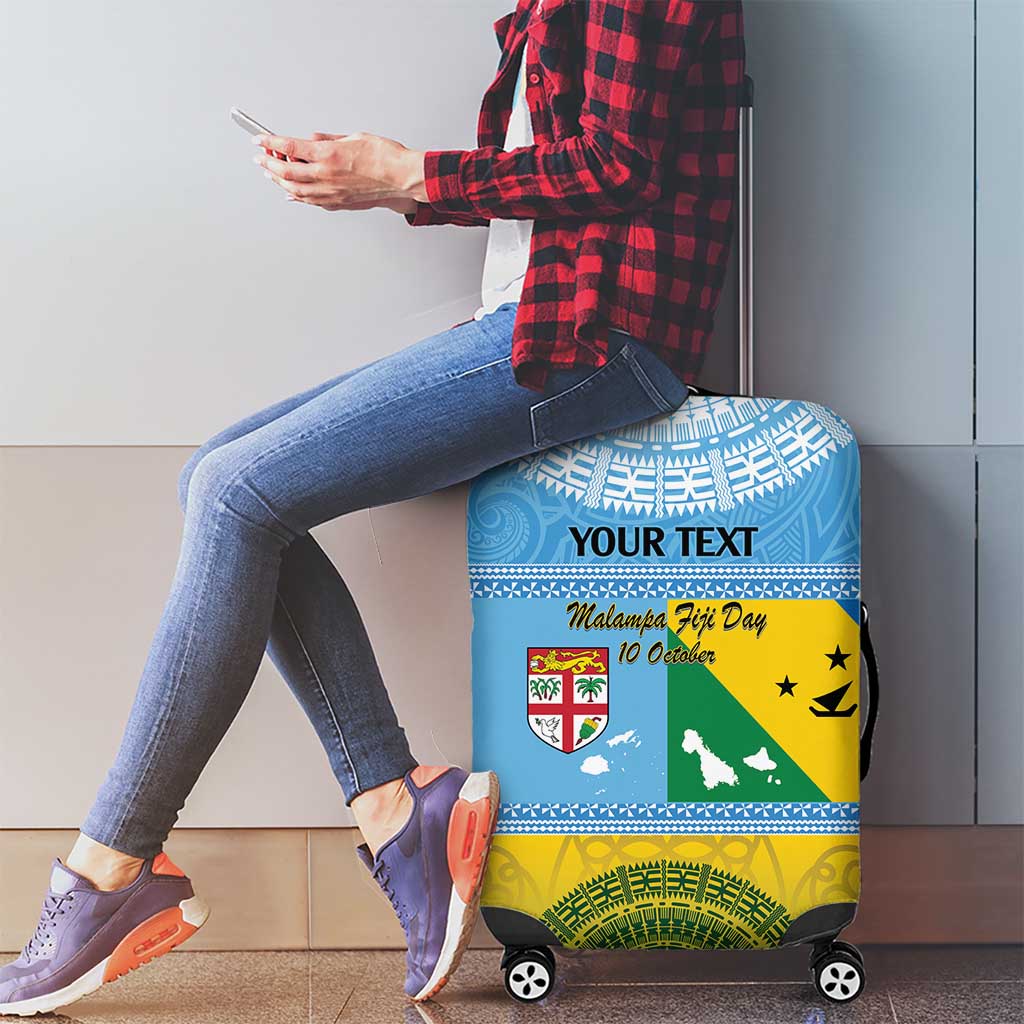 Personalised Malampa Fiji Day Luggage Cover 10 October Fijian Tapa Flag Style