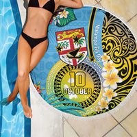 Vanuatu Malampa Fiji Day Beach Blanket Happy 10 October With Maps Tropical Flowers