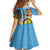 Vanuatu Malampa Fiji Day Kid Short Sleeve Dress Happy 10 October With Maps Tropical Flowers