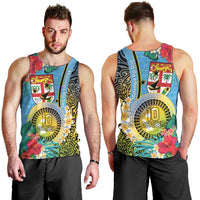 Vanuatu Malampa Fiji Day Men Tank Top Happy 10 October With Maps Tropical Flowers