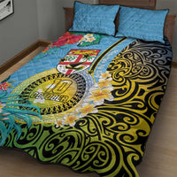 Vanuatu Malampa Fiji Day Quilt Bed Set Happy 10 October With Maps Tropical Flowers LT14 - Polynesian Pride