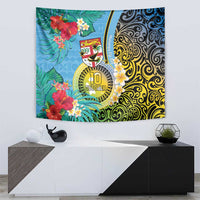 Vanuatu Malampa Fiji Day Tapestry Happy 10 October With Maps Tropical Flowers LT14 - Polynesian Pride