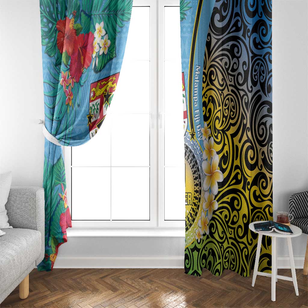 Vanuatu Malampa Fiji Day Window Curtain Happy 10 October With Maps Tropical Flowers