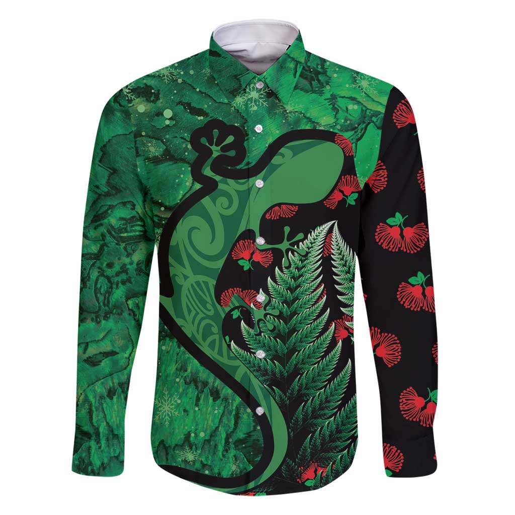 New Zealand Gecko Christmas Family Matching Tank Maxi Dress and Hawaiian Shirt Meri Kirihimete Paua Shell Mix Pohutukawa
