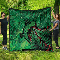 New Zealand Gecko Christmas Quilt Meri Kirihimete Paua Shell Mix Pohutukawa LT14 - Polynesian Pride