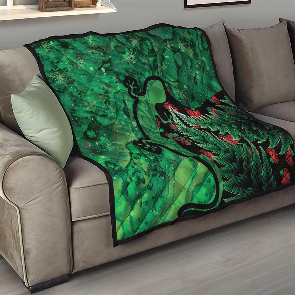 New Zealand Gecko Christmas Quilt Meri Kirihimete Paua Shell Mix Pohutukawa LT14 - Polynesian Pride