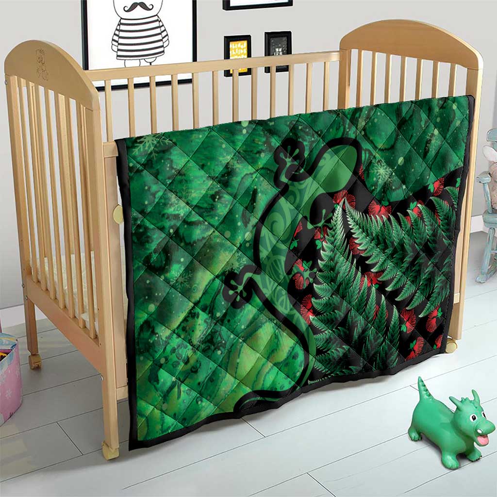 New Zealand Gecko Christmas Quilt Meri Kirihimete Paua Shell Mix Pohutukawa LT14 - Polynesian Pride