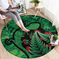 New Zealand Gecko Christmas Round Carpet Meri Kirihimete Paua Shell Mix Pohutukawa LT14 - Polynesian Pride