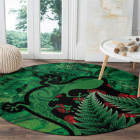 New Zealand Gecko Christmas Round Carpet Meri Kirihimete Paua Shell Mix Pohutukawa LT14 - Polynesian Pride