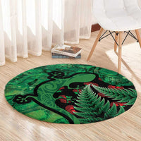 New Zealand Gecko Christmas Round Carpet Meri Kirihimete Paua Shell Mix Pohutukawa LT14 - Polynesian Pride