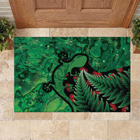 New Zealand Gecko Christmas Rubber Doormat Meri Kirihimete Paua Shell Mix Pohutukawa LT14 Green - Polynesian Pride