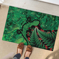 New Zealand Gecko Christmas Rubber Doormat Meri Kirihimete Paua Shell Mix Pohutukawa LT14 - Polynesian Pride