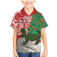 Personalised New Zealand Tuatara Christmas Family Matching Mermaid Dress and Hawaiian Shirt Meri Kirihimete Aotearoa Maori Mix Pohutukawa
