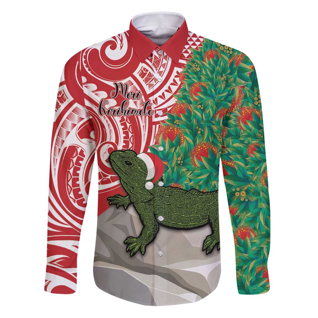 Personalised New Zealand Tuatara Christmas Family Matching Puletasi and Hawaiian Shirt Meri Kirihimete Aotearoa Maori Mix Pohutukawa