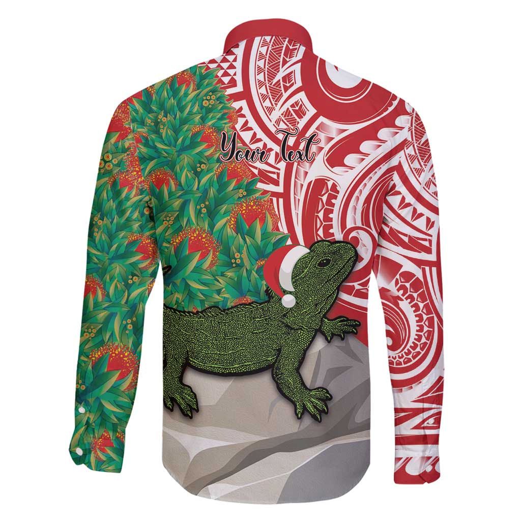Personalised New Zealand Tuatara Christmas Family Matching Tank Maxi Dress and Hawaiian Shirt Meri Kirihimete Aotearoa Maori Mix Pohutukawa