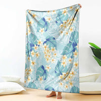 Pastel Cyan Tropical Hawaii Blanket Seamless Monstera Plumeria Hawaiian Pattern - Polynesian Pride