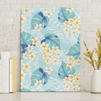 Pastel Cyan Tropical Hawaii Canvas Wall Art Seamless Monstera Plumeria Hawaiian Pattern - Polynesian Pride
