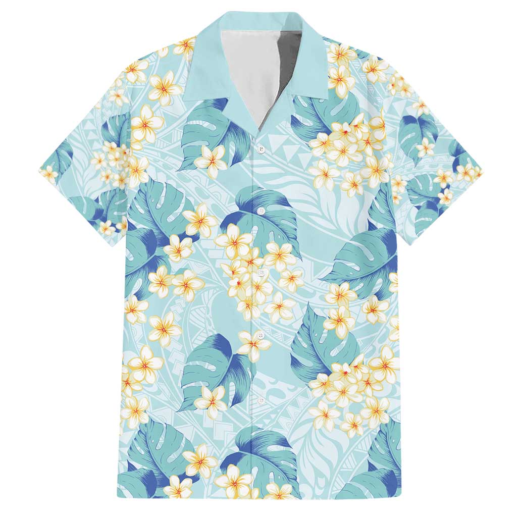 Pastel Cyan Tropical Hawaii Hawaiian Shirt Seamless Monstera Plumeria Hawaiian Pattern - Polynesian Pride