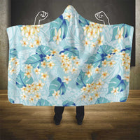 Pastel Cyan Tropical Hawaii Hooded Blanket Seamless Monstera Plumeria Hawaiian Pattern LT14 - Polynesian Pride