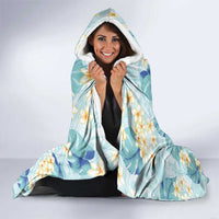 Pastel Cyan Tropical Hawaii Hooded Blanket Seamless Monstera Plumeria Hawaiian Pattern LT14 - Polynesian Pride