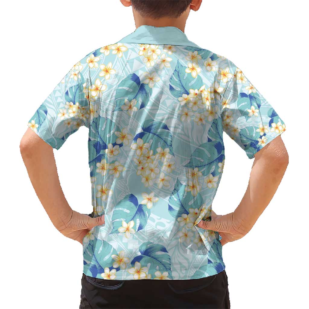 Pastel Cyan Tropical Hawaii Kid Hawaiian Shirt Seamless Monstera Plumeria Hawaiian Pattern LT14 - Polynesian Pride