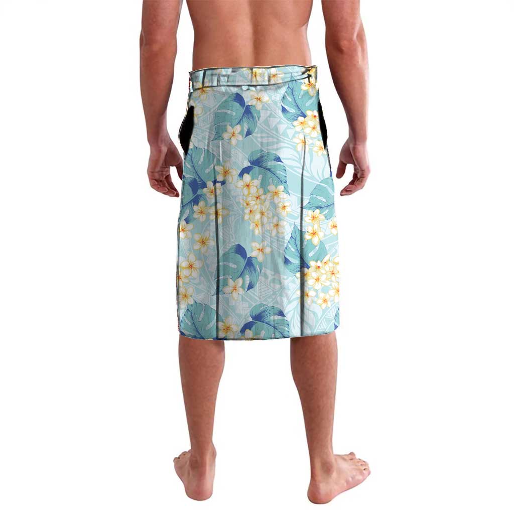Pastel Cyan Tropical Hawaii Lavalava Seamless Monstera Plumeria Hawaiian Pattern - Polynesian Pride