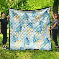 Pastel Cyan Tropical Hawaii Quilt Seamless Monstera Plumeria Hawaiian Pattern - Polynesian Pride