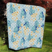Pastel Cyan Tropical Hawaii Quilt Seamless Monstera Plumeria Hawaiian Pattern - Polynesian Pride