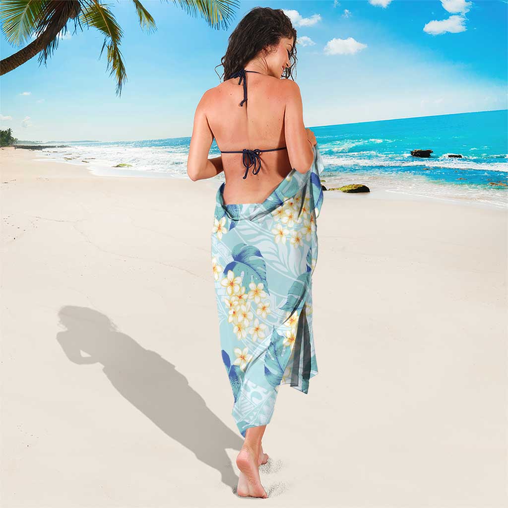 Pastel Cyan Tropical Hawaii Sarong Seamless Monstera Plumeria Hawaiian Pattern - Polynesian Pride