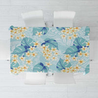 Pastel Cyan Tropical Hawaii Tablecloth Seamless Monstera Plumeria Hawaiian Pattern - Polynesian Pride