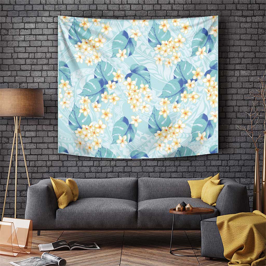 Pastel Cyan Tropical Hawaii Tapestry Seamless Monstera Plumeria Hawaiian Pattern LT14 Pastel Cyan - Polynesian Pride