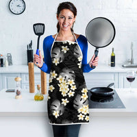 Black Tropical Hawaii Apron Seamless Monstera Plumeria Hawaiian Pattern - Polynesian Pride