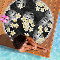 Black Tropical Hawaii Beach Blanket Seamless Monstera Plumeria Hawaiian Pattern - Polynesian Pride