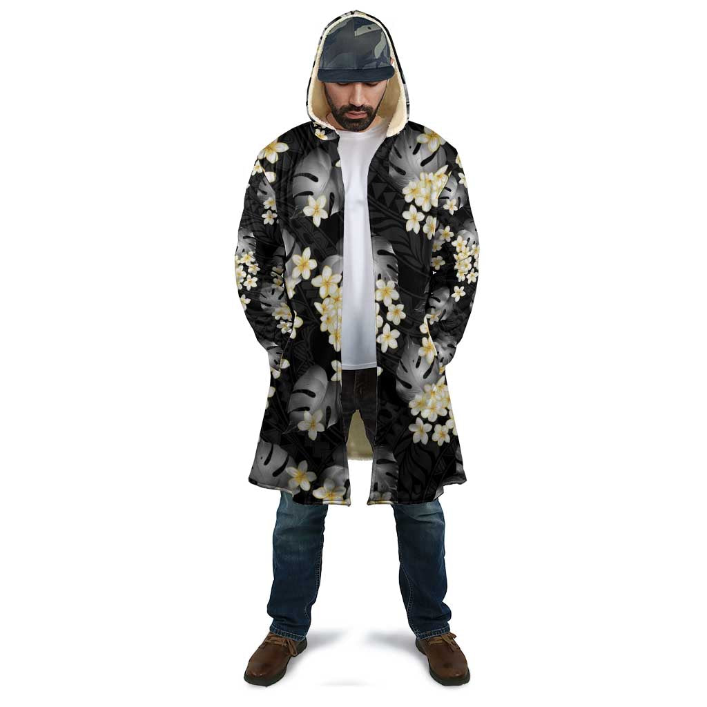 Black Tropical Hawaii Cloak Seamless Monstera Plumeria Hawaiian Pattern - Polynesian Pride