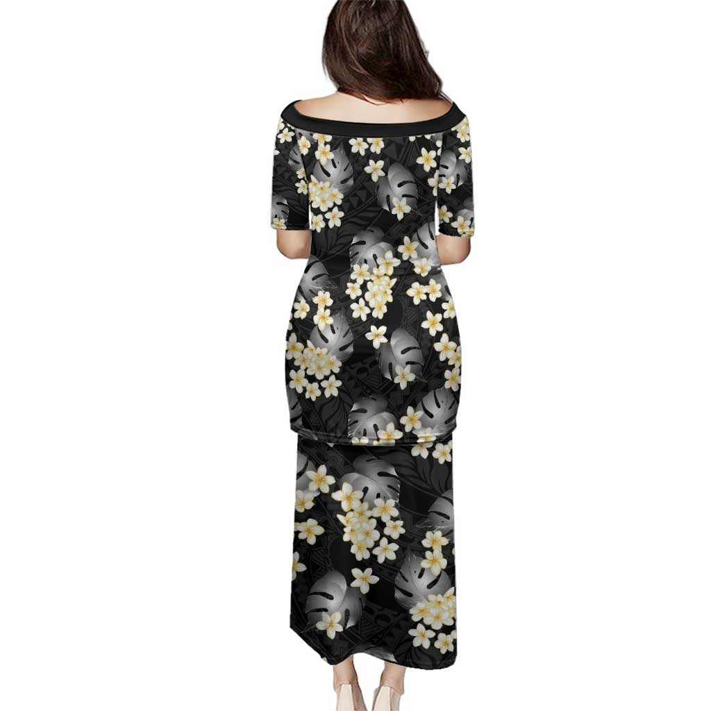 Black Tropical Hawaii Family Matching Puletasi and Hawaiian Shirt Seamless Monstera Plumeria Hawaiian Pattern - Polynesian Pride