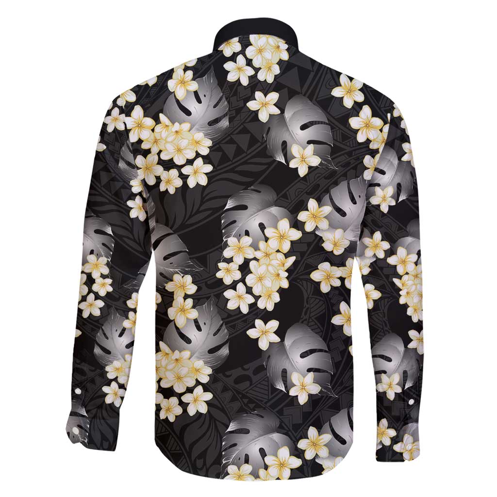 Black Tropical Hawaii Family Matching Short Sleeve Bodycon Dress and Hawaiian Shirt Seamless Monstera Plumeria Hawaiian Pattern - Polynesian Pride