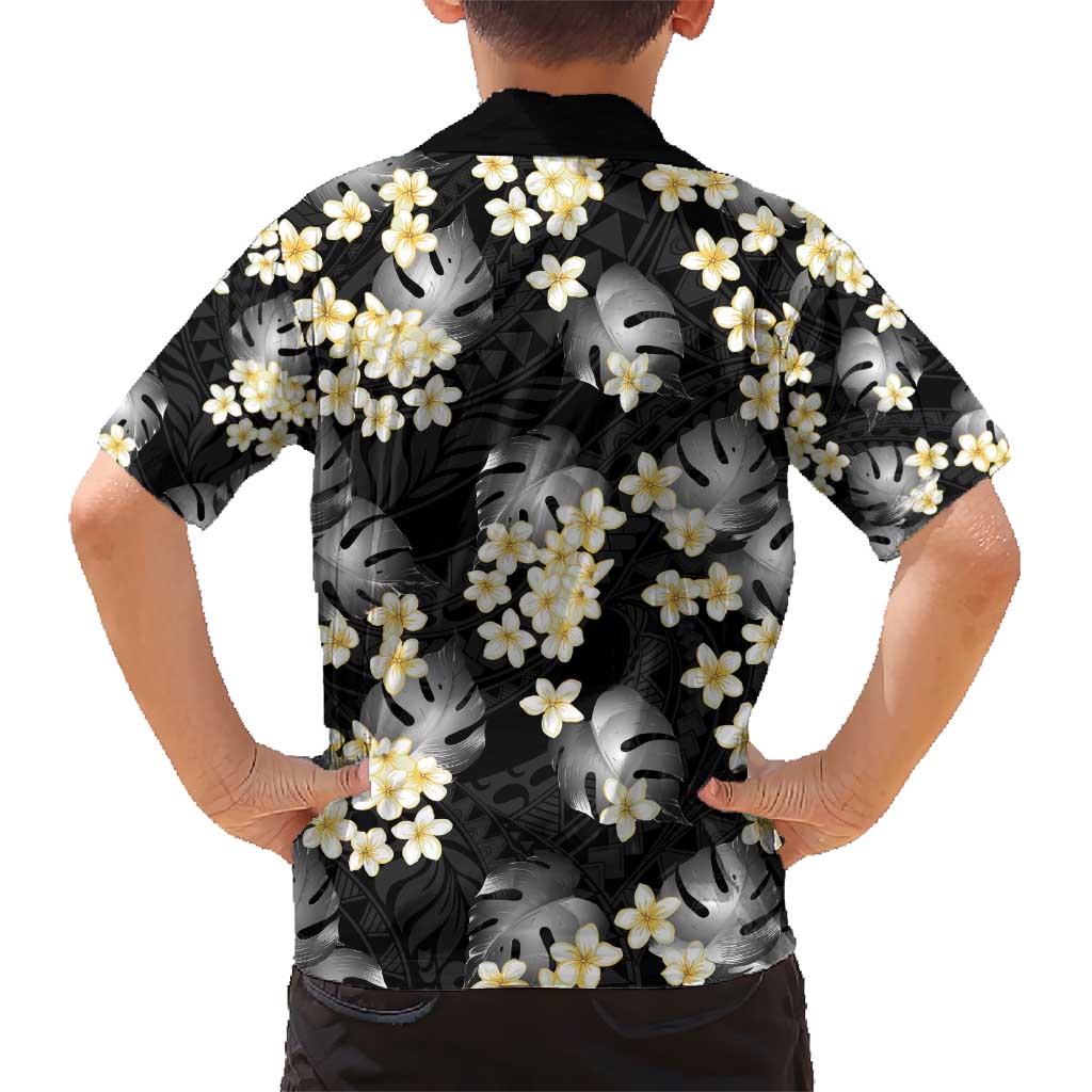 Black Tropical Hawaii Kid Hawaiian Shirt Seamless Monstera Plumeria Hawaiian Pattern LT14 - Polynesian Pride