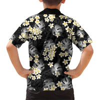 Black Tropical Hawaii Kid Hawaiian Shirt Seamless Monstera Plumeria Hawaiian Pattern LT14 - Polynesian Pride