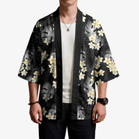 Black Tropical Hawaii Kimono Seamless Monstera Plumeria Hawaiian Pattern - Polynesian Pride