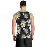Black Tropical Hawaii Men Tank Top Seamless Monstera Plumeria Hawaiian Pattern - Polynesian Pride