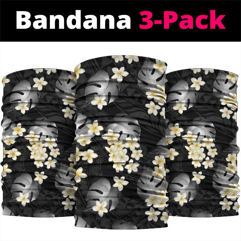 Black Tropical Hawaii Neck Gaiter Seamless Monstera Plumeria Hawaiian Pattern - Polynesian Pride