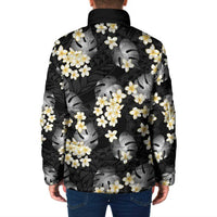 Black Tropical Hawaii Padded Jacket Seamless Monstera Plumeria Hawaiian Pattern LT14 - Polynesian Pride