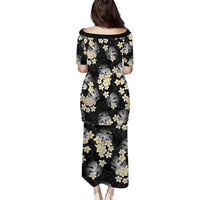 Black Tropical Hawaii Puletasi Seamless Monstera Plumeria Hawaiian Pattern LT14 - Polynesian Pride