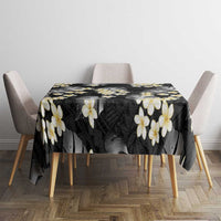 Black Tropical Hawaii Tablecloth Seamless Monstera Plumeria Hawaiian Pattern - Polynesian Pride