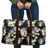 Black Tropical Hawaii Travel Bag Seamless Monstera Plumeria Hawaiian Pattern - Polynesian Pride