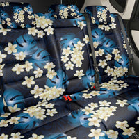 Blue Tropical Hawaii Back Car Seat Cover Seamless Monstera Plumeria Hawaiian Pattern - Polynesian Pride