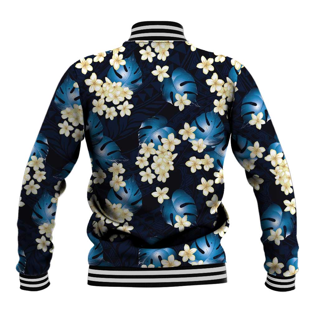 Blue Tropical Hawaii Baseball Jacket Seamless Monstera Plumeria Hawaiian Pattern LT14 - Polynesian Pride