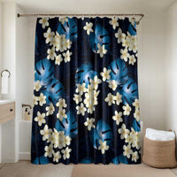 Blue Tropical Hawaii Bathroom Set Seamless Monstera Plumeria Hawaiian Pattern - Polynesian Pride