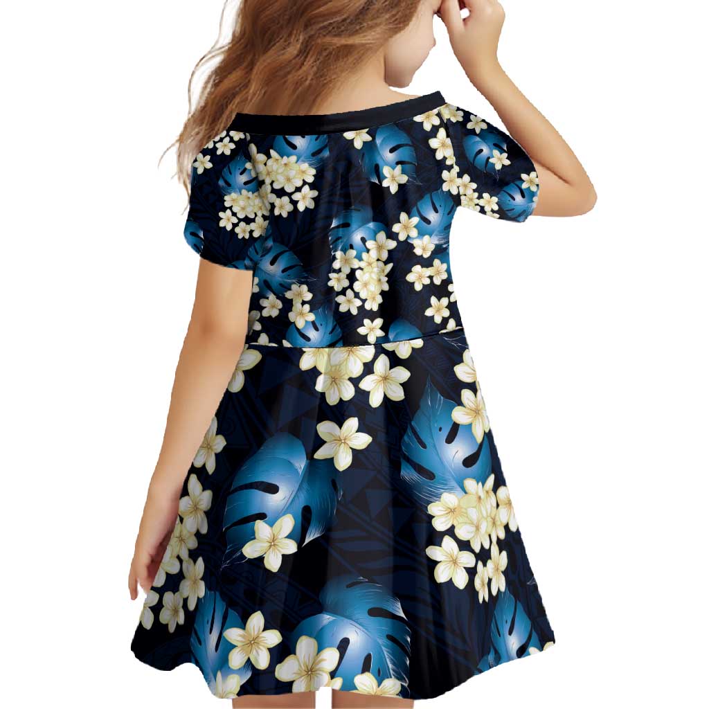 Blue Tropical Hawaii Family Matching Mermaid Dress and Hawaiian Shirt Seamless Monstera Plumeria Hawaiian Pattern - Polynesian Pride