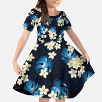 Blue Tropical Hawaii Family Matching Off Shoulder Maxi Dress and Hawaiian Shirt Seamless Monstera Plumeria Hawaiian Pattern - Polynesian Pride